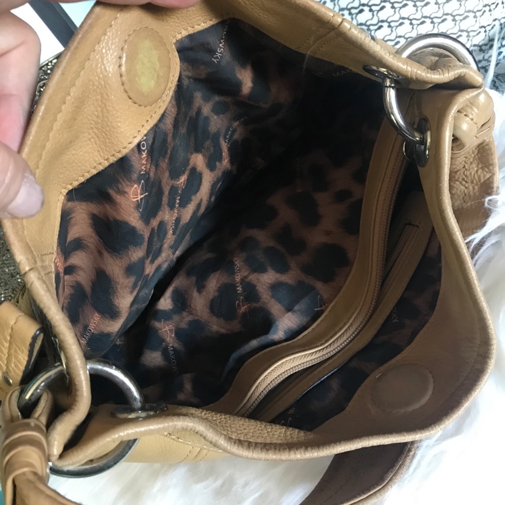 B Makowsky boho chic tan shoulder bag - Picture 13 of 16